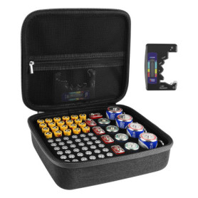 Linkidea Boîte de Rangement Rigide pour Batteries avec Testeur - Capacité 76 Piles