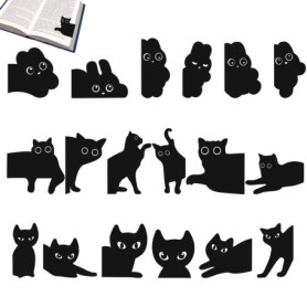 Ensemble de 18 Marque-Pages Magnétiques Chats Noirs