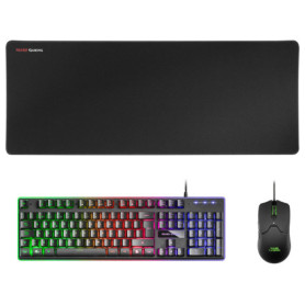 Kit Gaming Mars Gaming MCPX - Clavier Rétroéclairé, Souris 10000 DPI et Tapis XXL