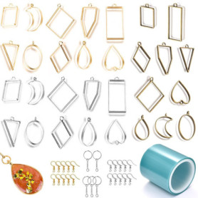 Pendentifs Géométriques en Métal GIAK - 55 Pièces pour Créations Artisanales