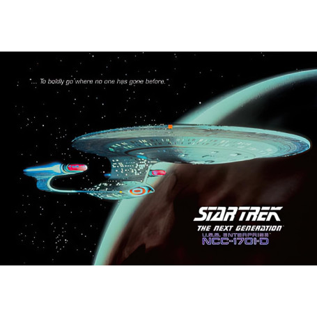 Affiche Star Trek USS Enterprise - Décoration Murale Bleue 101,6 x 68,5 cm