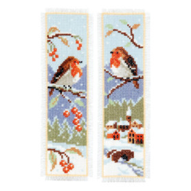 Kit Marque-Page Broderie Rouge-Gorges Vervaco - Lot de 2