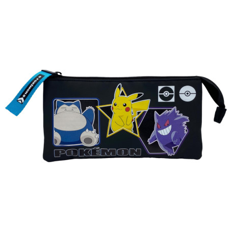 Trousse Pokémon Triple-Geo Noir pour Enfants - CYP BRAND