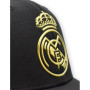 Casquette de Baseball Noir Real Madrid avec Écusson Doré - Taille Unique