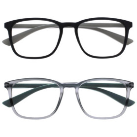 Opulize Max - Lunettes de Lecture Unisexes - 2 Paires Noir et Gris