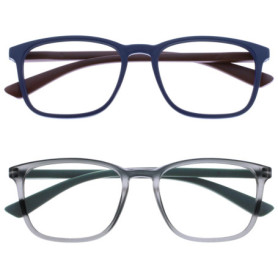 OPULIZE Max - Lunettes de Lecture Unisexe - 2 Paires en Bleu et Gris Mat