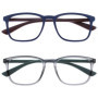 OPULIZE Max - Lunettes de Lecture Unisexe - 2 Paires en Bleu et Gris Mat
