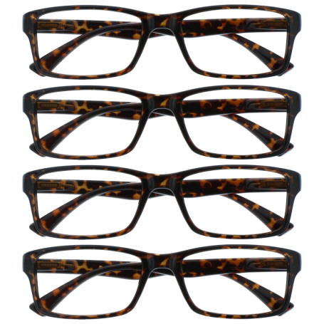 Pack de 4 Lunettes de Lecture Écaille Marron pour Hommes et Femmes - OPULIZE