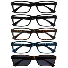 Pack de Lunettes de Lecture Élégantes OPULIZE - Noir, Brun, Bleu et Brun Soleil