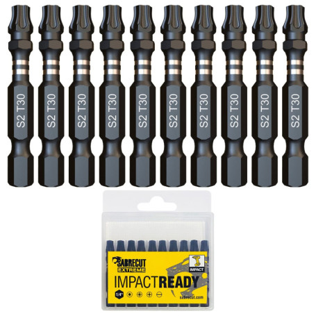 Jeu d'embouts de tournevis Torx T30 SabreCut - 10 pièces avec boîte de rangement