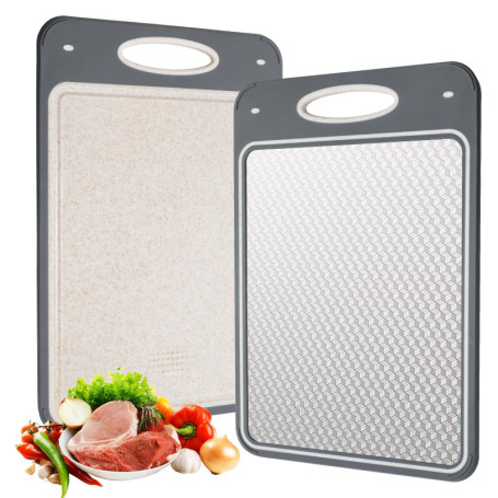Planche à Découper Professionnelle VINATO 2-en-1 en Inox et Paille de Blé