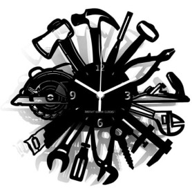 Horloge Murale en Bois Noir Instant Karma - Design Mécanique pour Garage et Maison
