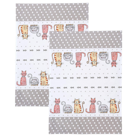 Lot de 2 Torchons de Cuisine Chats Mignons en Coton Absorbant