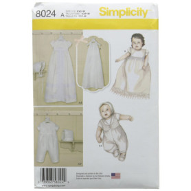 Patron de Couture Simplicity 8024 pour Baptême Bébé avec Bonnets