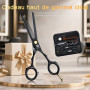 Kit de Ciseaux de Coiffure Professionnel Noir Ciseaux Coiffure 5,5 pouces Inox Peigne Rasoir Acier Ciseaux Coiffure Desepaissir 