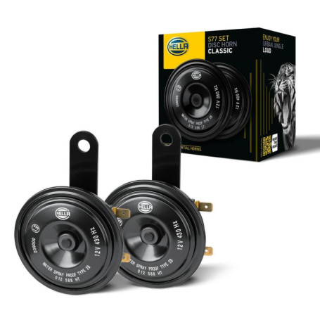 Klaxon à Disque Hella Noir 77 mm 12V - Sécurité et Fiabilité