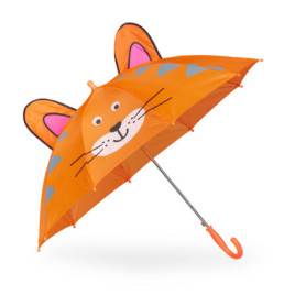 Parapluie Enfant Tigre 3D - Protection Anti-Pluie Orange