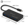 Hub USB 3.0 Waytex avec 4 Ports et Câble USB-C 15 cm