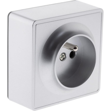 Prise Électrique Saillie 2P+T Argentée Zenitech - Gamme Vulco