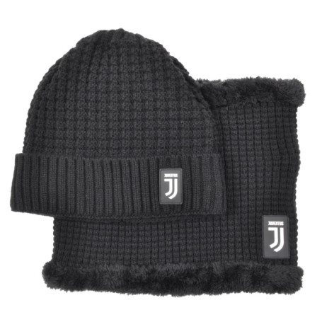 Ensemble d'Hiver Juventus : Chapeau et Cache-Cou en Tricot Noir