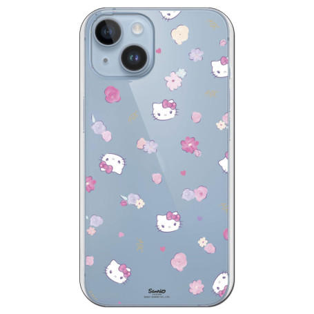 Coque Souple Transparente Hello Kitty Fleurs pour iPhone 15 Plus