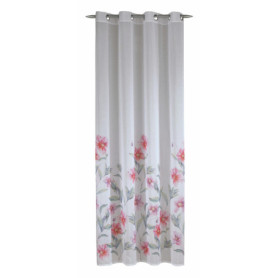 Rideau Prêt à Poser Sehlbach avec Œillets - Imprimé Floral Blanc 135 x 245 cm