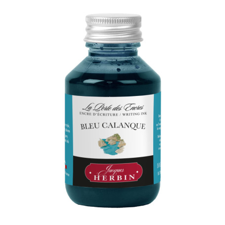 Flacon d'encre Jacques Herbin 100ml - Bleu Calanque pour Stylo-Plume