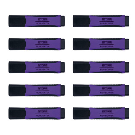 Lot de 10 Surligneurs Violet avec Poignée Caoutchouc - Précision et Confort