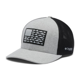 Casquette Columbia PFG Fish Flag Mesh pour Pêcheurs - Drapeau Gris Chinée