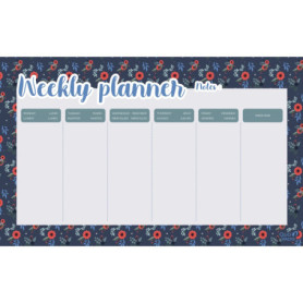 Sous-main de bureau Quo Vadis Daisy - 55 Feuillets pour organiser votre semaine - Bleu