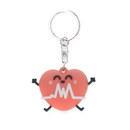 Porte-clés cœur Mr. Wonderful avec électrocardiogramme en caoutchouc