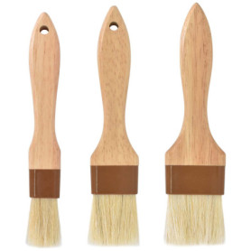 Set de 3 Pinceaux en Bois pour Cuisine et Pâtisserie