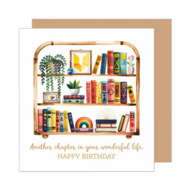 Carte de Vœux Carrée de Qualité Supérieure - Motif Bibliothèque