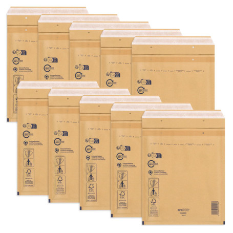 ÖKI Lot de 10 Enveloppes Rembourrées B5 avec Bande Adhésive - Marron