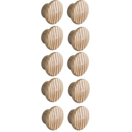 10 Cache Vis en Bois Pin Tête Bombée pour Meubles - Marron