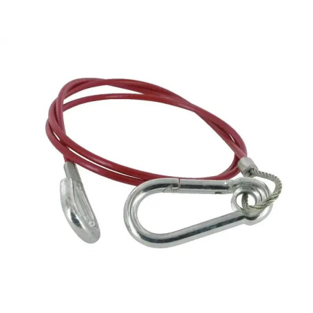 Câble de sécurité pour remorque avec mousqueton rouge - 1050mm