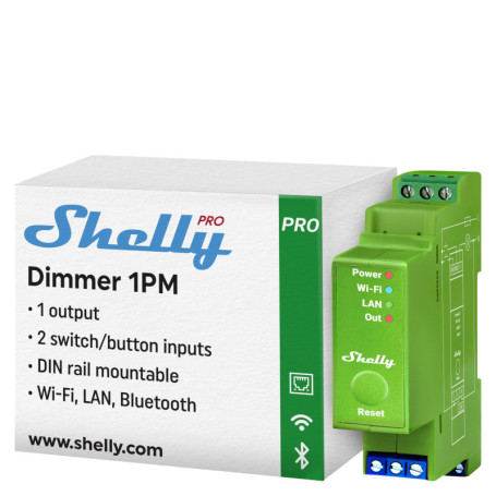 Variateur de lumière Wi-Fi Shelly Pro Dimmer 1PM sur Rail DIN