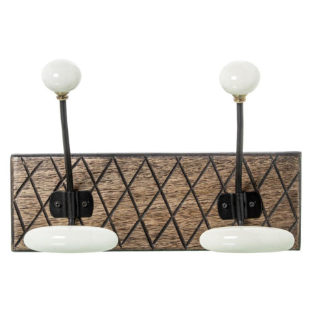 Porte-manteau mural en bois avec crochets en métal et céramique - DRW