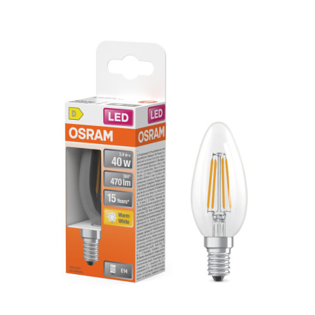 Ampoule LED OSRAM Bougie Étoile E14 3,4W 2700K Blanc Chaud
