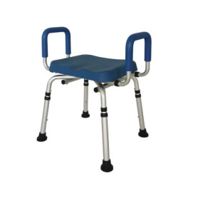 Tabouret de Douche Réglable en Aluminium Argenté avec Accoudoirs