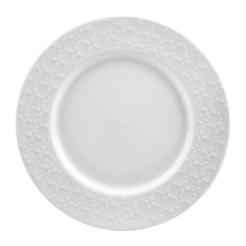 Assiette à Dessert Calais Caudry en Porcelaine - 20,5 cm - Décor Dentelle Fleurie