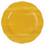 Ensemble de 6 assiettes plates en porcelaine jaune à bords festonnés - Versilia