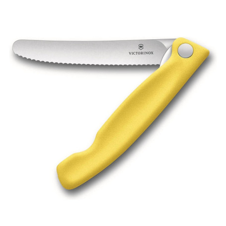 Couteau de Pique-Nique Pliable Victorinox Swiss Classic - Lame Crantée Jaune