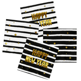 Serviettes Festives BlackGold HNY - 20 pièces pour Réveillon du Nouvel An
