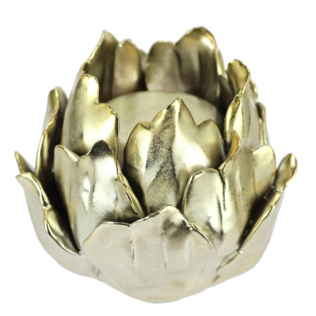 Bougeoir Artichaut en Céramique Dorée pour Bougie Pilier - Élégance Moderne