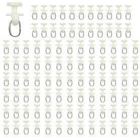 Pack de 100 Crochets Glisseurs Blancs pour Rideaux RHQFDM