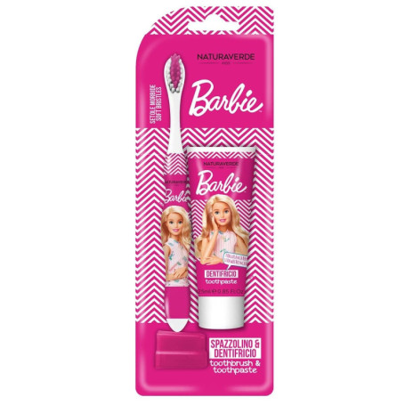 Kit de Nettoyage Oral Barbie pour Enfants - Brosse à Dents Douce et Dentifrice Fraise-Caramel