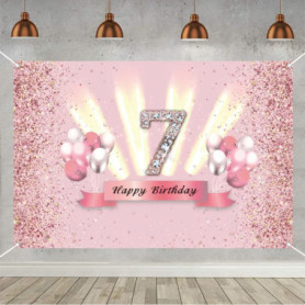 Bannière d'anniversaire Tecreo en or rose - Décoration festive 120 x 80 cm