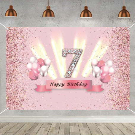 Bannière d'anniversaire Tecreo en or rose - Décoration festive 120 x 80 cm