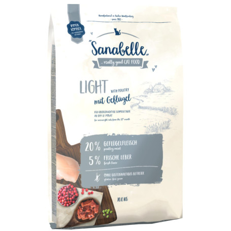 Sanabelle Light - Croquettes Énergétiques Réduites pour Chats en Surpoids - 10 kg